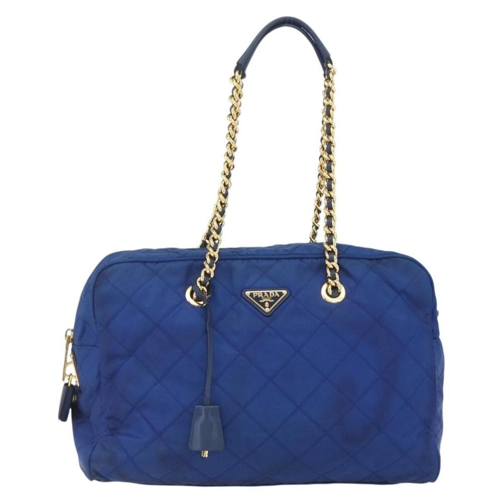 Prada Nylon Chain Shoulder Bag Blue